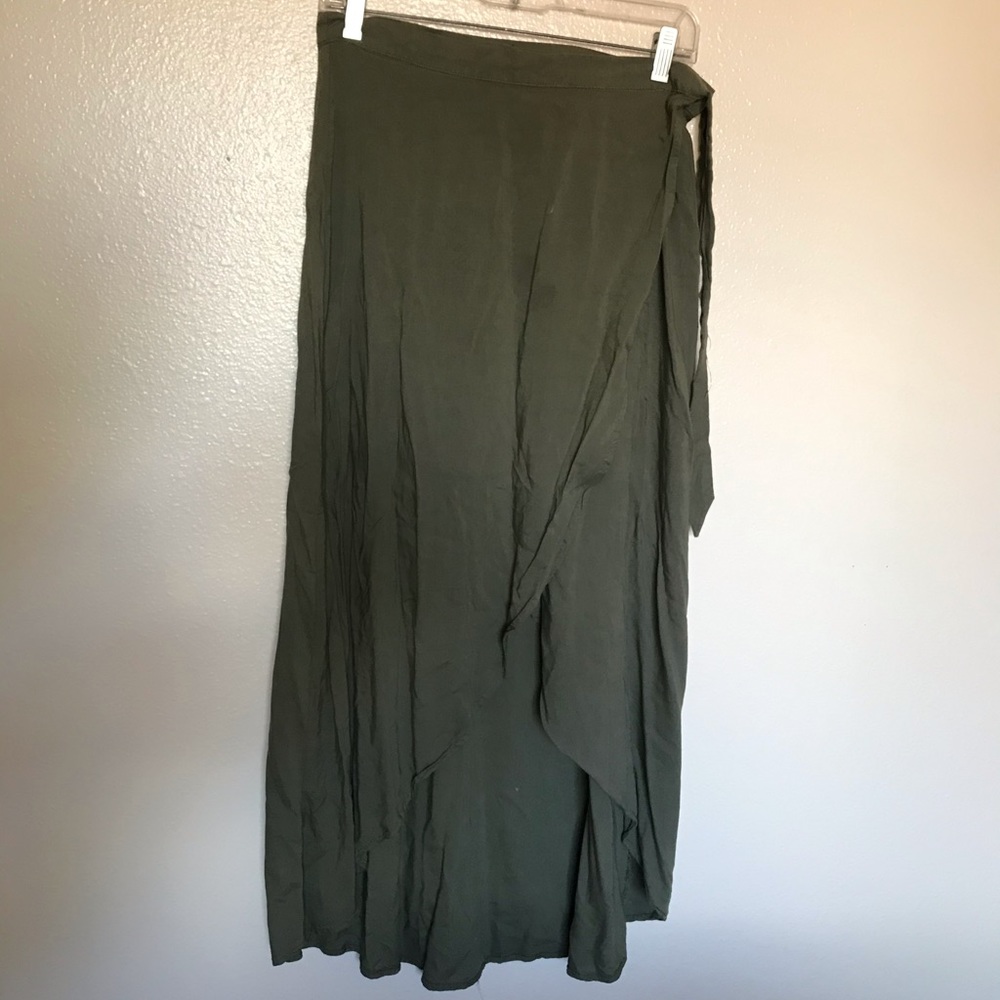 H&M Olive Green Wrap Maxi Skirt